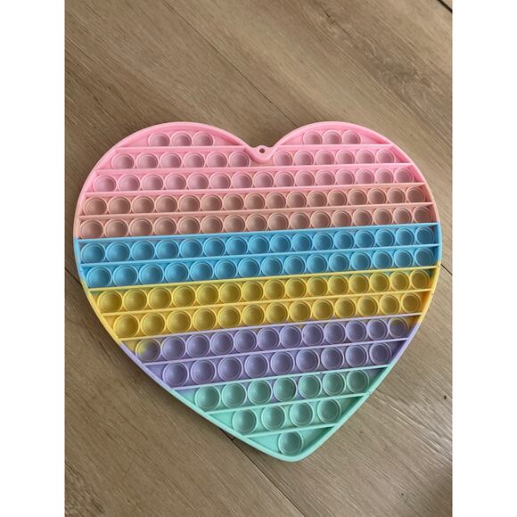 Pop it fidget toy large heart rainbow 12” - Picture 2 of 2